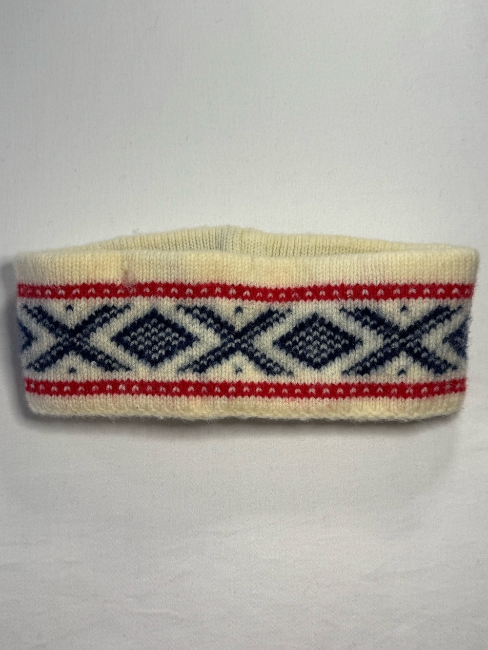 Vintage Stowe Woolens Vermont Ski Headband Nordic Fair Isle 100% Wool Ear Warmer